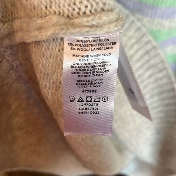 LOFT Gray Striped Wool Blend Sweater Small - Picture 4 of 5